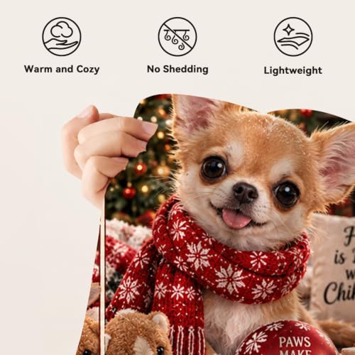Chihuahua Christmas Throw Blanket Cute Dog Holiday Print Gifts 40''x50'' - Image 7