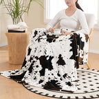 Vessia Throw Blanket Cow Black and Brown for Couch, Bed, Sofa, Soft Cozy Blanket for All Season, Lightweight and Comfy Cow Flannel Fleece Animal Home Decor for Kids Women Adults - Image 2