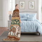 Lotus Elephants Throw Blanket Lightweight Warm Flannel Fleece Blankets Cozy Soft Air Conditioning Blanket Gift for Women Men Girls Boys 60"x50" - Image 2