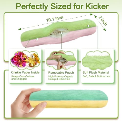 Retro Shaw Cat Toys Pillows, Refillable Catnip Kicker Toys for Indoor Cats - Image 2