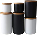 MilkyWay Food Storage Jar Ceramic Canisters With Airtight Seal Lid S 8.7oz | Durable Ceramic Material, Airtight Bamboo Lid, Modern Damp-Proof Design, Ideal For Coffee And Tea(White(S: 8.7oz/260ml))