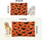 Happy Halloween Dog Bed Mat for Small Dog Puppy Cat Kitten, Halloween Bats Pattern Ultra Soft Pet Bed Mattress for Crate with Anti-Slip Washable, Orange, 18 x 24 Inches - Image 3