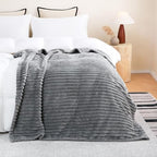 Grey Fleece Throw Blanket 90”×90” for Couch Sofa Livingroom - Image 2
