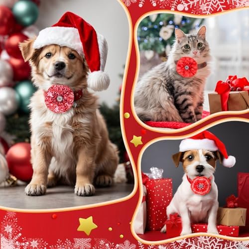 Huhumy 50 Pcs Christmas Dog Collar Flower Bows Bulk for Small Medium Large - Image 6