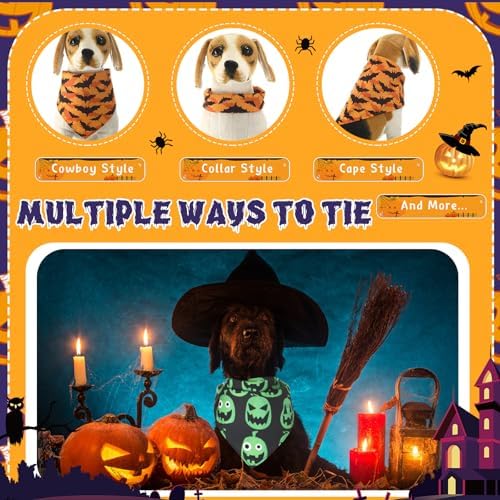 Huhumy 100 Pcs Halloween Dog Bandanas Bulk Pet Scarf Bibs Neckerchief Decor - Image 5