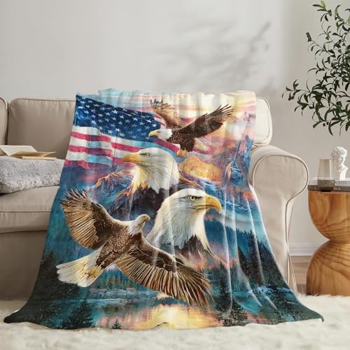 Bald Eagle Blanket for Boys Men Girls Women Soft Cozy Fleece American Flag Eagles Throw Blankets Gifts Warm Flannel Plush Lightweight Patriotic Decor for Couch Bed Sofa 50"X40" - Image 4