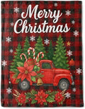 Vintage Truck Christmas Decorative Throw Blanket, Plaid Tree Candy Floral Print Decoration, Soft Flannel Winter Blankets for Couch Bed Sofa, Holiday Home Decor, Xmas Festival Gifts 60x80 Inch by AINORI