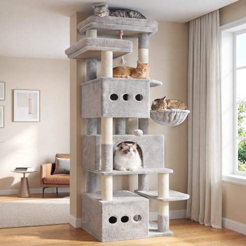 Gitelsnour Cat Tree, 71.6'' Tall Cat Tower with 3 Large Cat Condos, GCT800W - Image 6