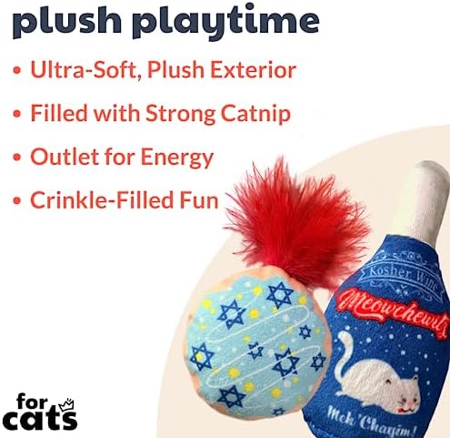 Huxley & Kent Plush Cat Toy - Hanukkah Interactive Catnip Toy for Cats & Kittens - Soft with Crinkle & Catnip - Fun Indoor Play - Jelly Roll & Meowchewitz 2pk - Image 2