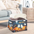 Bolaz Storage Bins with Lids and Handles,Halloween Background with Pumpkins Ghosts and Cemetary Storage Box Storage Basket with Cover Collapsible Organizer Containers for Home Closet, Shelves - Image 5
