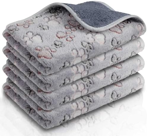 Reginary 4 Pcs Guinea Pig Fleece Cage Liners, Adorable Paw, 24 x 16 Inch by Reginary