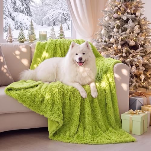 Flutesan Christmas Dog Blankets 40.16 x 50" Waterproof Lime Green Fluffy by Flutesan