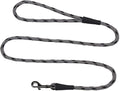 Mendota Pet Snap Leash - British-Style Braided Dog Lead, Made in The USA - Black Ice Silver, 3/8 in x 4 ft - for Small/Medium Breeds