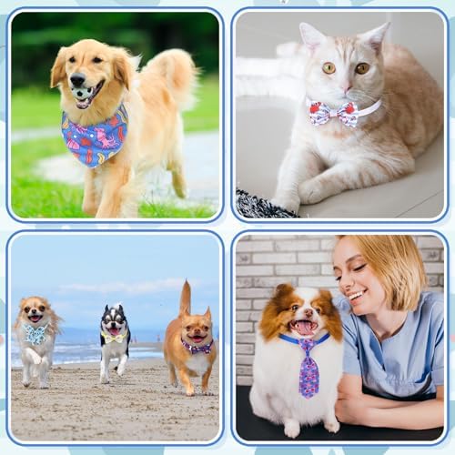 Reginary 120 Pcs Ocean Animals Dog Bandanas Bulk Dog Bows Set Bow Ties Cat Scarf Colorful Washable Triangle Pet Kerchief Cute Bib for Summer Small Medium Large Pets Grooming Accessories Costume - Image 5