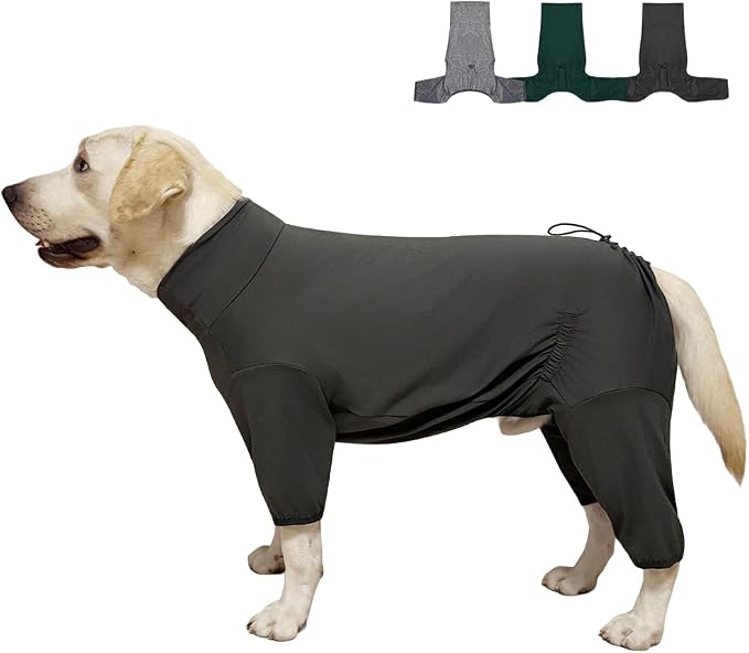Dog Pyjamas PJS Sweater Clothes and Home Clothing Suitable for Medium to Large Breeds of Dogs, Dog Neutering Suits, Extra-Large Stretch Fabric, Four-Legged Clothes(Thin Dark Gray, 4XL)