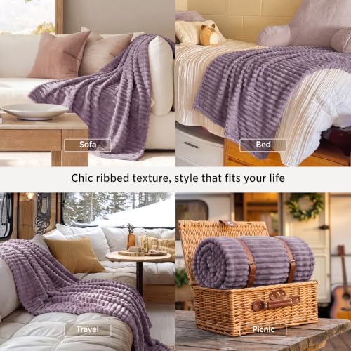 Bedsure Soft Twin Blanket for Bed Decor Gifts Light Purple 60"x80" - Image 4