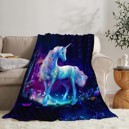 Unicorn Blanket Unicorn Throw Blanket Gifts for Girls Women Kids Adults Super Soft Cozy Plush Fluffy Fuzzy Fleece Blanket Home Decor 60''X80'' - Image 2