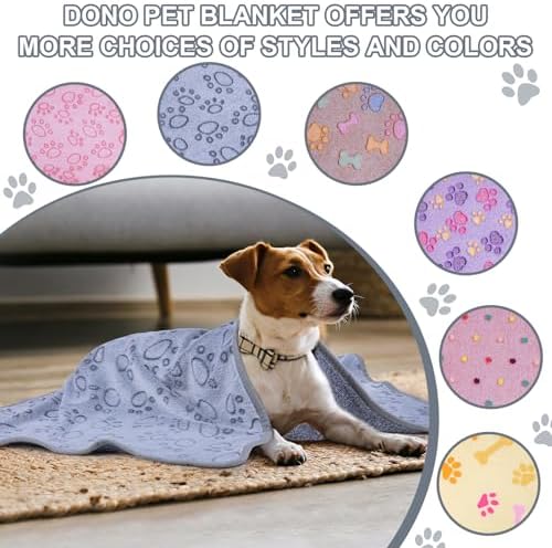Dono 1 Pack 3 Dog Blankets, Soft Fluffy Fleece Pet Blanket Warm Sleep Mat Paw Print Design Puppy Kitten Throw Blankets Doggy Blanket for Dogs - Image 5