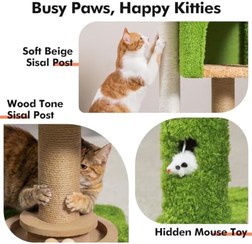WOOCHPET Cat Tree with Sisal Scratching Posts and Cat Toys for Indoor Kittens - Image 5