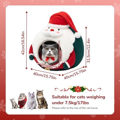 CATISM Christmas Cat Bed - Cute Santa Claus Cat Beds for Indoor Cats - Image 3