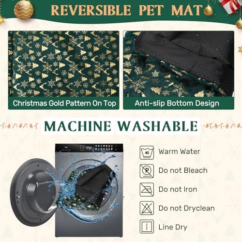 2 Pack Self Warming Cat Bed Green Christmas, 18” X 24” Pet Pad - Image 6