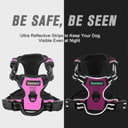 BARKBAY No Pull Dog Harness Front Clip Heavy Duty Reflective Easy Control Handle for Large Dog Walking(Pink,XL)