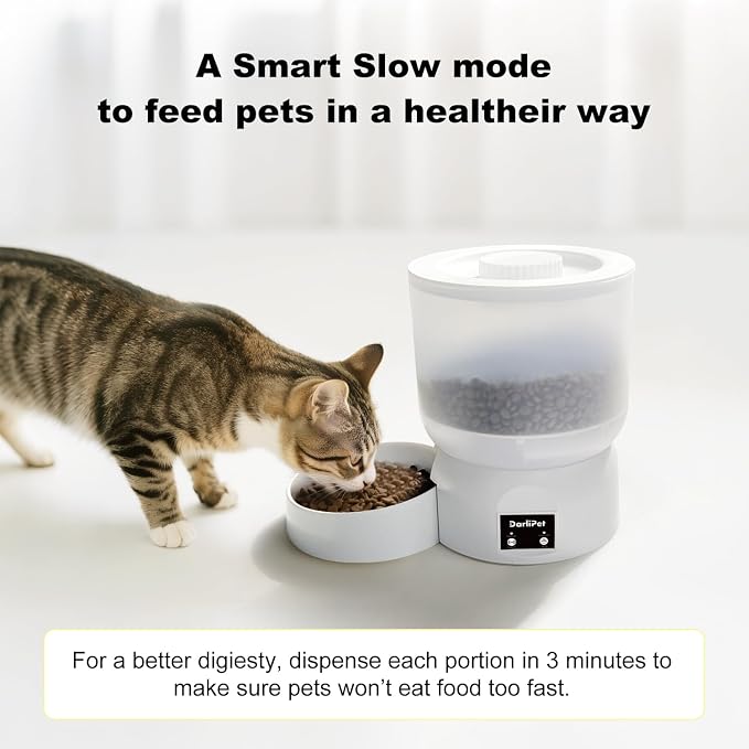 Automatic Cat Feeder,WiFi Auto Cat Feeder for Cats & Small Dogs | 24/7 WiFi Remote Access,180-Day Battery Life,Rechargeable Battery,Slow Feed Mode,Triple Fresh Seal, Quiet Dispensing, 2.5L