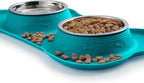 Hubulk Pet Dog Bowls 2 Stainless Steel Dog Bowl with No Spill Non-Skid Silicone Mat + Pet Food Scoop Water and Food Feeder Bowls for Feeding Small Medium Large Dogs Cats Puppies (Small, Green)