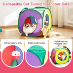 Retro Shaw 33 Pack Cat Toys for Indoor Cats, Collapsible Kitty Tunnel Tent with Feather Teaser Wand, Springs Balls Bell Mouse Interactive Kitten Hideaway Playhouse 15.7 Inches