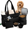 Rubyloo Puffer Dog Travel Bag for Dog Moms, Diaper Bag with Travel Bowls | 2 BPA-Free Collapsible Bowls, 2 Pet Food Containers, 9 Pockets, Everyday Puffer Bag Works With or Without Your Dog, Black