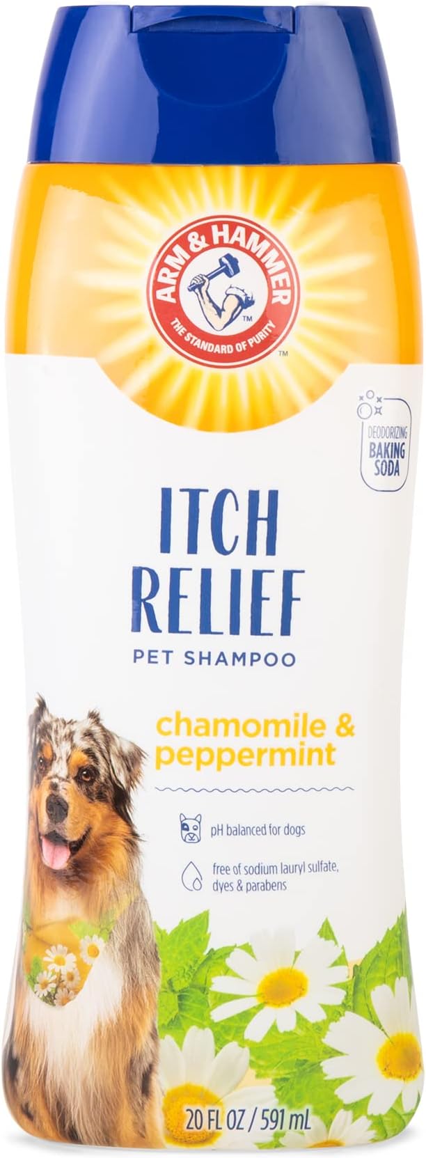 Arm & Hammer for Pets Itch Relief Dog Shampoo with Chamomile and Peppermint, Soothes Dry and Itchy Skin, pH Balanced, Free of Sodium Lauryl Sulfate and Parabens, 20 Fl Oz - 6 Pack