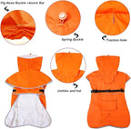 Reflective Dog Raincoat Waterproof Adjustable Dog Hooded Poncho Raincoat for Medium Large Dogs, Lightweight Pet Rain Jacket (Orange, L)