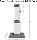 Cat Scratching Post for Indoor Cats, 32Inch Sisal Cat Scratcher | Wide Stable Base, Full-Body Stretching Cat Scratch Post, Heavy Duty Post for Cat Adults to Protect Furniture, Deep Gray