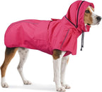 Dog Raincoat, Waterproof Dog Rain Jacket with Hood, Pink L | Rain Coat For Small Dogs, Doggy Poncho With Leash Hole, Reflective Strips, For Rainy Snowy Weather Walks, Hiking, Camping