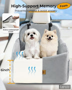 Dog Car Seat for Small/Medium Dogs, Detachable Washable Dog Booster Car Seat Under 35lbs, High-Support Memory Foam,Travel Bed with Storage Pockets