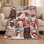 Snowman Christmas Throw Blanket Winter Holiday Patchwork Gifts 60''x80'' - Image 2