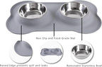 Hubulk Pet Dog Bowls 2 Stainless Steel Dog Bowl with No Spill Non-Skid Silicone Mat + Pet Food Scoop Water and Food Feeder Bowls for Feeding Small Medium Large Dogs Cats Puppies (Extra Large, Gray)
