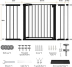 Mumeasy 36" Extra Tall Baby Gate for Stairs, 29.7-51" Wide Dog Gates Indoor for Doorways with Easy Walk Thru, Auto Close Pet Safety Gate for House, Pressure Mounted Metal Child Gate with Door, Black