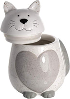 SPOTTED DOG GIFT COMPANY Ceramic Cookie Jar with Lid, Large Cat Treat Container for Cookies & Biscuits, Cute Novelty Kitchen Storage for Countertop, Gifts for Cat Lovers - 43oz White