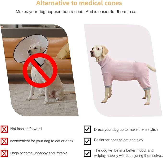 Dog Pyjamas PJS Sweater Clothes and Home Clothing Suitable for Medium to Large Breeds of Dogs, Dog Neutering Suits, Extra-Large Stretch Fabric, Four-Legged Clothes(Thin Pink, 2XL)