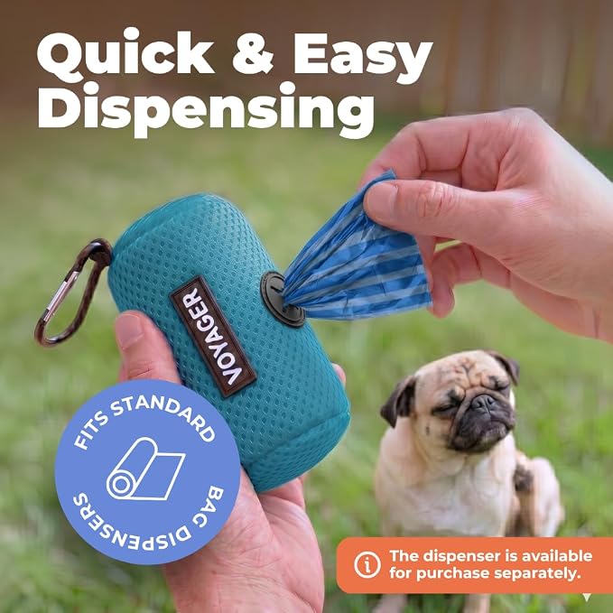 Best Pet Supplies Poop Bags for Dogs - Blue Strips, 240 Count | Scented, Leak-proof, Easy-Tear perforations, 15 Thick Bags per roll, Outdoor Walking & Travel, Fits Standard Holders