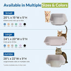 KittyGohere Senior Cat Litter Box Small with Scoop, Misty Gray | Open Top Low Entrance Kitty Litter Box With With Long-handle Jumbo Scoop, Lightweight & Durable Litters Box, Made in USA