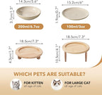 Havniva Elevated Cat Bowls, Cat Food and Water Bowl Set, Ceramic Cat Bowl | Raised Cat Food Bowls, Whisker Friendly, 5.6” Shallow Cat Dishes + 6” Wide Cat Plates, Non-Slip Wood Stand, Two Heights