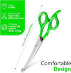 Rounded dog grooming scissors Professional - Sharp Stainless Steel Blades with Colorful Handles, Safe - Easy, Long Lasting grooming scissors for dogs at home (Curved Scissors)
