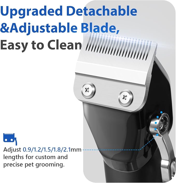Dog Grooming Kit Dog Clippers for Grooming for Thick Curly Coats | Professional Pet Hair Shaver Paw Trimmer Cordless Rechargeable Low Noise for Dogs Cats Animals Face Ear