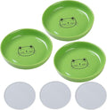 Lusifaco Shallow Wide Cat Food Bowls Anti Whisker Fatigue (Green, 3 Pack) | 5.9 Inch 2 Height Raised Ceramic Cat Dishes with Bamboo Stand, Flat Pet Water Food Plates Feeding Station for Indoor Kitten