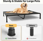 Veehoo Elevated Dog Bed with Fluffy Plush Bolster Cushion, Dog Couch Bed | Cooling Raised Dog Bed for Large Dogs, Washable Orthopedic Pet Cot with Removable Mat, Breathable Mesh, Non-Slip, 48", Grey