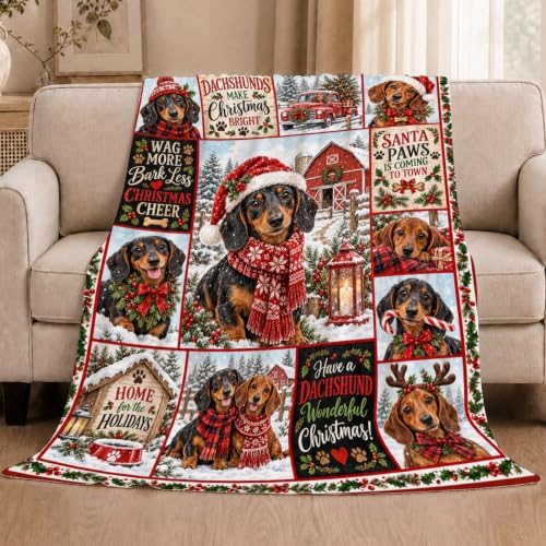 Dachshund Christmas Throw Blanket Cute Dog Holiday Gifts 40''x50'' - Image 3