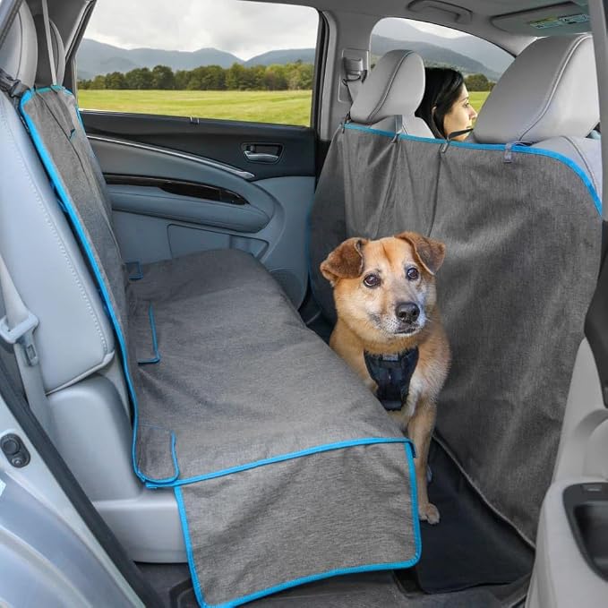 Kurgo Coast to Coast Hammock, Heather Grey, 55" Wide | Full-Coverage Seat Cover with Rufftex Floor Guard, Protects from Muddy Paws & Pet Hair, Water & Stain Resistant, Secure Fit