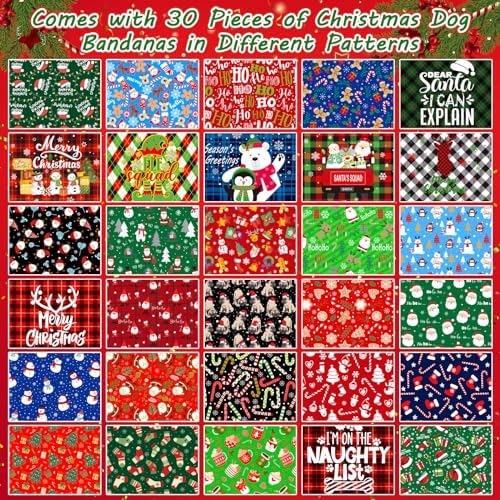 30 Pcs Christmas Dog Bandanas Bulk Adjustable Xmas Dog Scarves Bibs Winter Puppy Bandanas Pet Neckerchief Washable Holiday Bandana for Small Medium Large Dog Cat Pet Grooming Accessories - Image 4